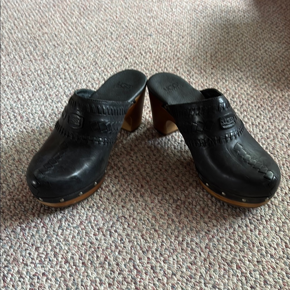 UGG Black Mules with Chunky Sole and Open Back